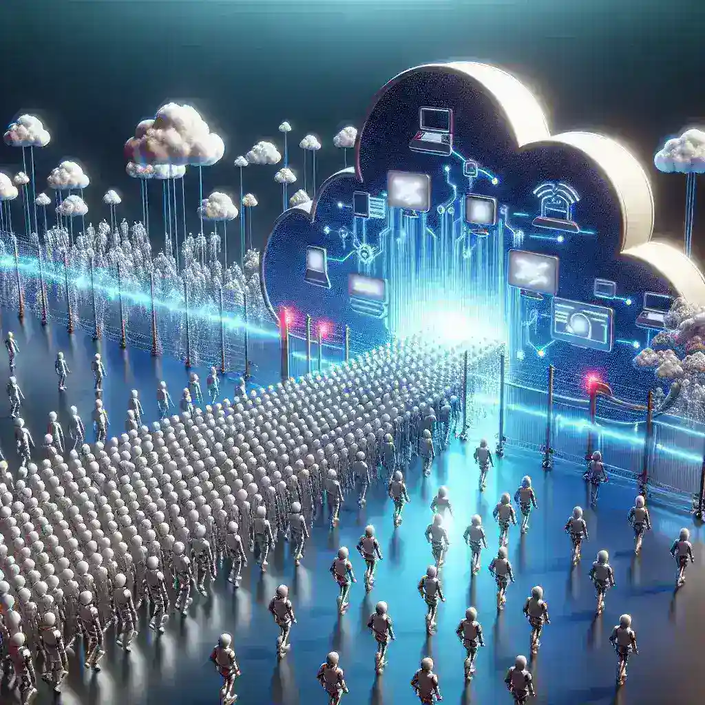 "Cloudflare logo overlayed on a secure digital environment, symbolizing the company's initiative to block AI bots by default and enhance content integrity protection for websites."